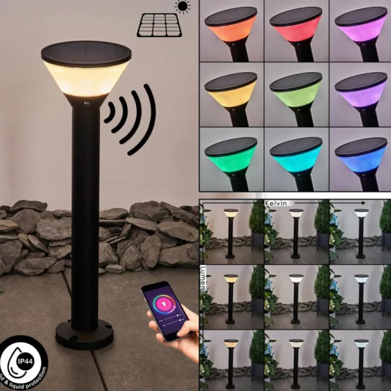 hofstein Borne lumineuse Joennierni LED Noir, 1 lumière, Détecteur de mouvement, Changeur de couleurs