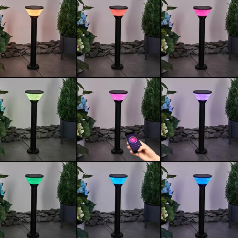 hofstein Borne lumineuse Joennierni LED Noir, 1 lumière, Détecteur de mouvement, Changeur de couleurs