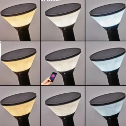 hofstein Borne lumineuse Joennierni LED Noir, 1 lumière, Détecteur de mouvement, Changeur de couleurs