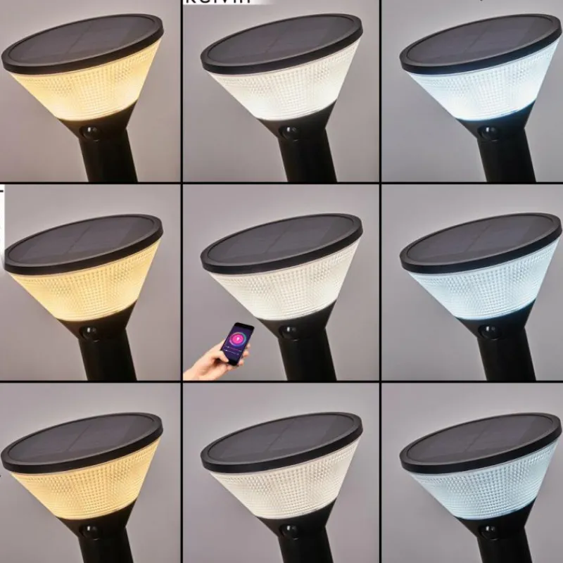 hofstein Borne lumineuse Joennierni LED Noir, 1 lumière, Détecteur de mouvement, Changeur de couleurs