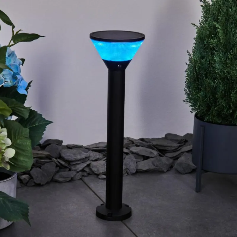 hofstein Borne lumineuse Joennierni LED Noir, 1 lumière, Détecteur de mouvement, Changeur de couleurs