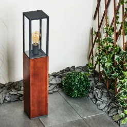 Lampes En Bois-hofstein Borne lumineuse Kiwalik Bois foncé, Noir, 1 lumière