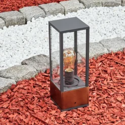 Lampes En Bois-hofstein Borne lumineuse Kiwalik Bois foncé, Noir, 1 lumière