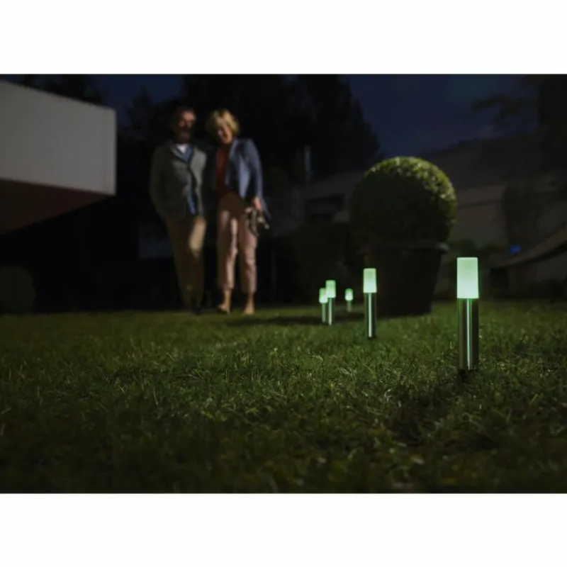 Luminaires Ledvance Borne lumineuse LEDVANCE GARDEN POLE Acier inoxydable, 1 lumière, Changeur de couleurs