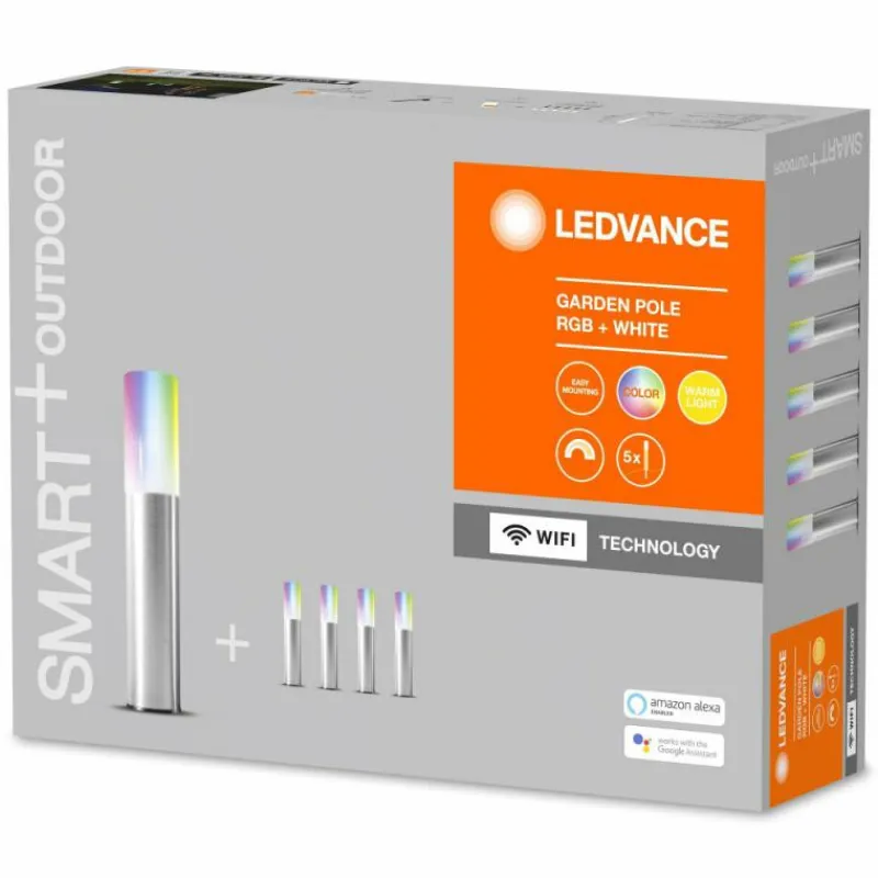 Luminaires Ledvance Borne lumineuse LEDVANCE GARDEN POLE Acier inoxydable, 1 lumière, Changeur de couleurs