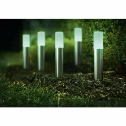 Luminaires Ledvance Borne lumineuse LEDVANCE GARDEN POLE Acier inoxydable, 1 lumière, Changeur de couleurs