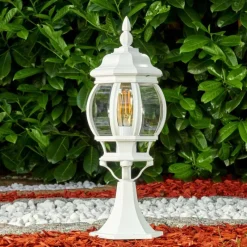 Luminaires Rustiques-hofstein Borne lumineuse Lentua Blanc, 1 lumière