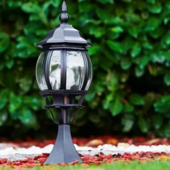 Luminaires Rustiques-hofstein Borne lumineuse Lentua Noir, 1 lumière