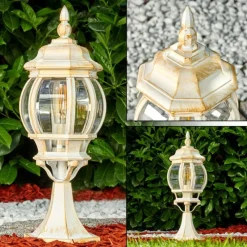 Luminaires Rustiques-hofstein Borne lumineuse Lentua Or, Blanc, 1 lumière