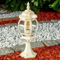 Luminaires Rustiques-hofstein Borne lumineuse Lentua Or, Blanc, 1 lumière