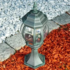 Luminaires Rustiques-hofstein Borne lumineuse Lentua Vert, Noir, 1 lumière