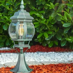 Luminaires Rustiques-hofstein Borne lumineuse Lentua Vert, Noir, 1 lumière