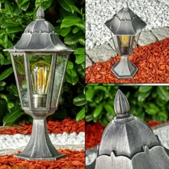 Luminaires Rustiques-hofstein Borne lumineuse Lignac Noir, Argenté, 1 lumière