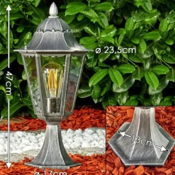 Luminaires Rustiques-hofstein Borne lumineuse Lignac Noir, Argenté, 1 lumière