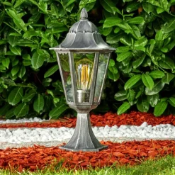 Luminaires Rustiques-hofstein Borne lumineuse Lignac Noir, Argenté, 1 lumière