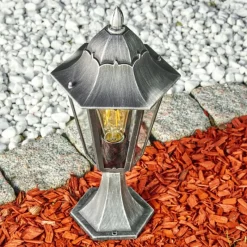 Luminaires Rustiques-hofstein Borne lumineuse Lignac Noir, Argenté, 1 lumière