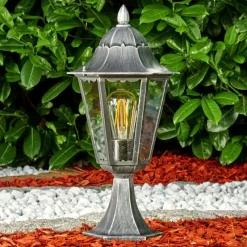 Luminaires Rustiques-hofstein Borne lumineuse Lignac Noir, Argenté, 1 lumière