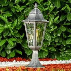 Luminaires Rustiques-hofstein Borne lumineuse Lignac Noir, Argenté, 1 lumière