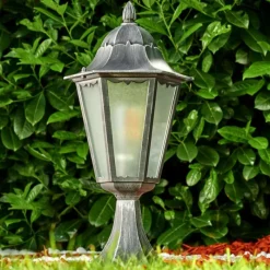 Luminaires Rustiques-hofstein Borne lumineuse Lignac Noir, Argenté, 1 lumière