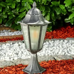 Luminaires Rustiques-hofstein Borne lumineuse Lignac Noir, Argenté, 1 lumière