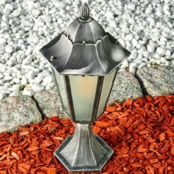 Luminaires Rustiques-hofstein Borne lumineuse Lignac Noir, Argenté, 1 lumière