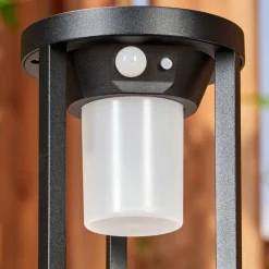 hofstein Borne lumineuse Lokpano LED Noir, Blanc, 1 lumière, Détecteur de mouvement