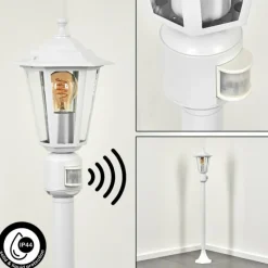 Luminaires Rustiques-hofstein Borne lumineuse Loria Blanc, 1 lumière, Détecteur de mouvement