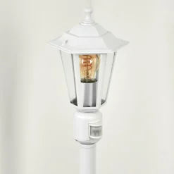 Luminaires Rustiques-hofstein Borne lumineuse Loria Blanc, 1 lumière, Détecteur de mouvement