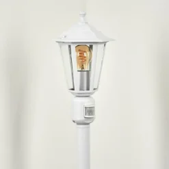 Luminaires Rustiques-hofstein Borne lumineuse Loria Blanc, 1 lumière, Détecteur de mouvement