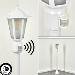 Luminaires Rustiques-hofstein Borne lumineuse Loria Blanc, 1 lumière, Détecteur de mouvement