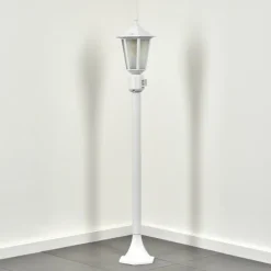 Luminaires Rustiques-hofstein Borne lumineuse Loria Blanc, 1 lumière, Détecteur de mouvement