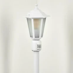 Luminaires Rustiques-hofstein Borne lumineuse Loria Blanc, 1 lumière, Détecteur de mouvement