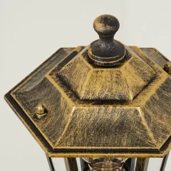 Luminaires Rustiques-hofstein Borne lumineuse Loria Brun, Or, Noir, 1 lumière, Détecteur de mouvement