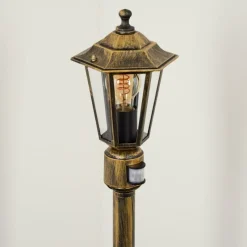 Luminaires Rustiques-hofstein Borne lumineuse Loria Brun, Or, Noir, 1 lumière, Détecteur de mouvement