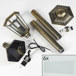 Luminaires Rustiques-hofstein Borne lumineuse Loria Brun, Or, Noir, 1 lumière