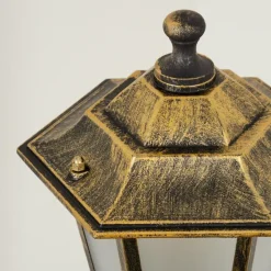 Luminaires Rustiques-hofstein Borne lumineuse Loria Brun, Or, Noir, 1 lumière, Détecteur de mouvement