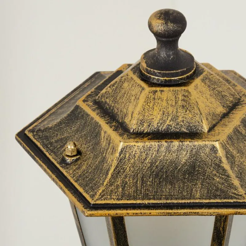 Luminaires Rustiques-hofstein Borne lumineuse Loria Brun, Or, Noir, 1 lumière, Détecteur de mouvement