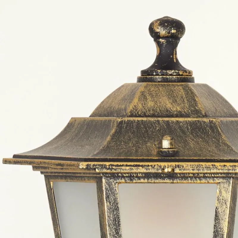 Luminaires Rustiques-hofstein Borne lumineuse Loria Brun, Or, Noir, 1 lumière, Détecteur de mouvement