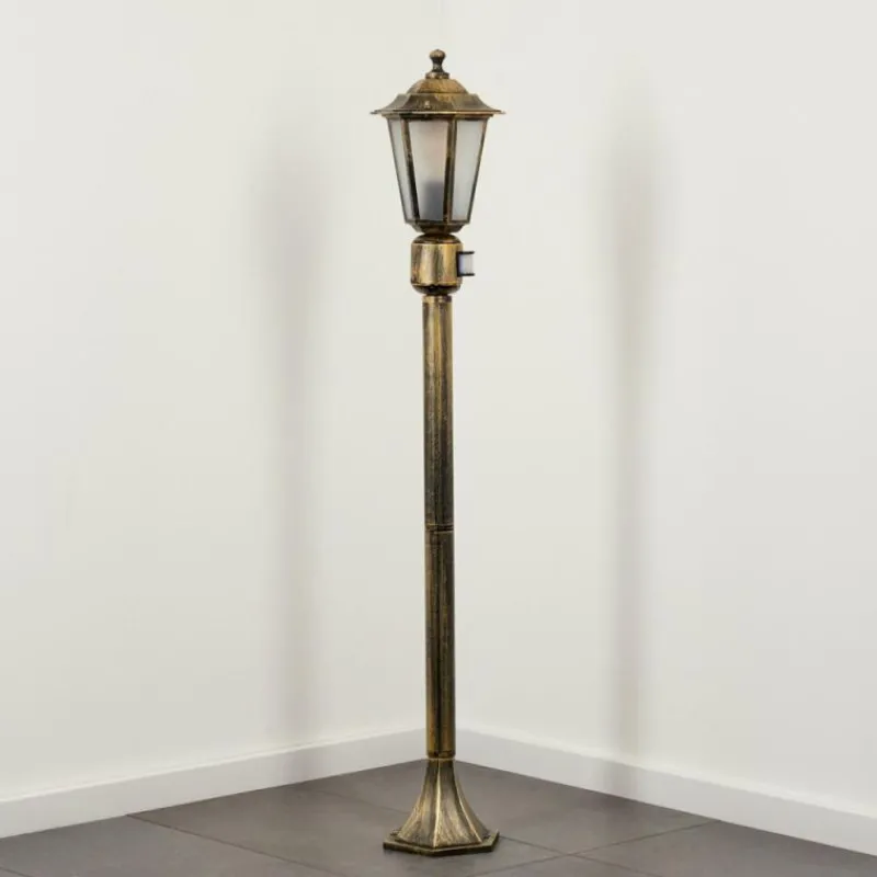 Luminaires Rustiques-hofstein Borne lumineuse Loria Brun, Or, Noir, 1 lumière, Détecteur de mouvement