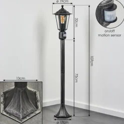 Luminaires Rustiques-hofstein Borne lumineuse Loria Noir, Argenté, 1 lumière, Détecteur de mouvement