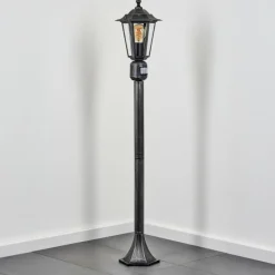 Luminaires Rustiques-hofstein Borne lumineuse Loria Noir, Argenté, 1 lumière, Détecteur de mouvement