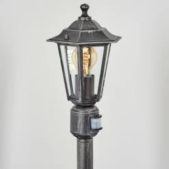 Luminaires Rustiques-hofstein Borne lumineuse Loria Noir, Argenté, 1 lumière, Détecteur de mouvement