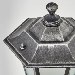 Luminaires Rustiques-hofstein Borne lumineuse Loria Noir, Argenté, 1 lumière, Détecteur de mouvement