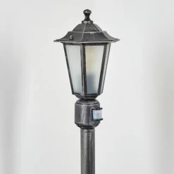 Luminaires Rustiques-hofstein Borne lumineuse Loria Noir, Argenté, 1 lumière, Détecteur de mouvement