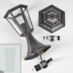 Luminaires Rustiques-hofstein Borne lumineuse Loria Noir, Argenté, 1 lumière