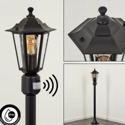 Luminaires Rustiques-hofstein Borne lumineuse Loria Noir, 1 lumière, Détecteur de mouvement