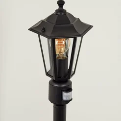 Luminaires Rustiques-hofstein Borne lumineuse Loria Noir, 1 lumière, Détecteur de mouvement