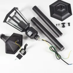 Luminaires Rustiques-hofstein Borne lumineuse Loria Noir, 1 lumière, Détecteur de mouvement