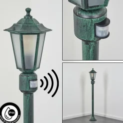 Luminaires Rustiques-hofstein Borne lumineuse Loria Vert, Noir, 1 lumière, Détecteur de mouvement
