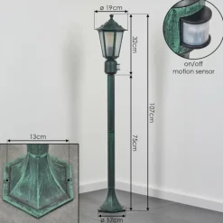 Luminaires Rustiques-hofstein Borne lumineuse Loria Vert, Noir, 1 lumière, Détecteur de mouvement